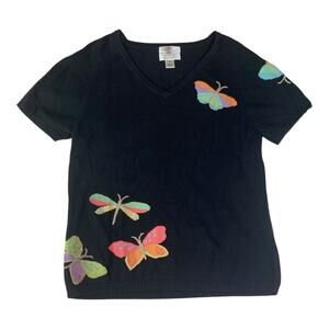 Christopher & Banks size small knit butterfly short sleeve Sweater vintage